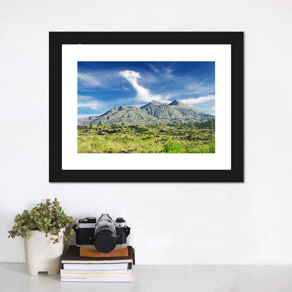 Landscape Of Batur Volcano Canvas Wall Art-1 Piece-Framed Print-20" x 16"-Tiaracle