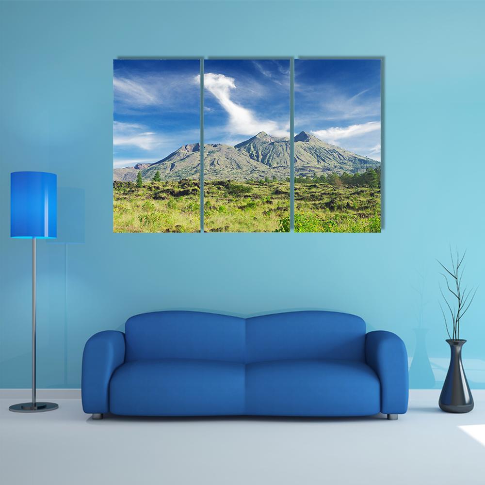 Landscape Of Batur Volcano Canvas Wall Art-3 Horizontal-Gallery Wrap-37" x 24"-Tiaracle