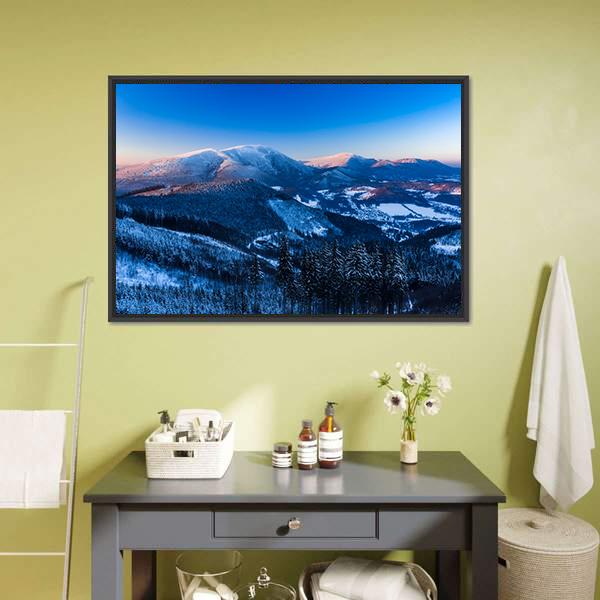 Landscape Of Beskydy Mountains Canvas Wall Art-1 Piece-Floating Frame-24" x 16"-Tiaracle