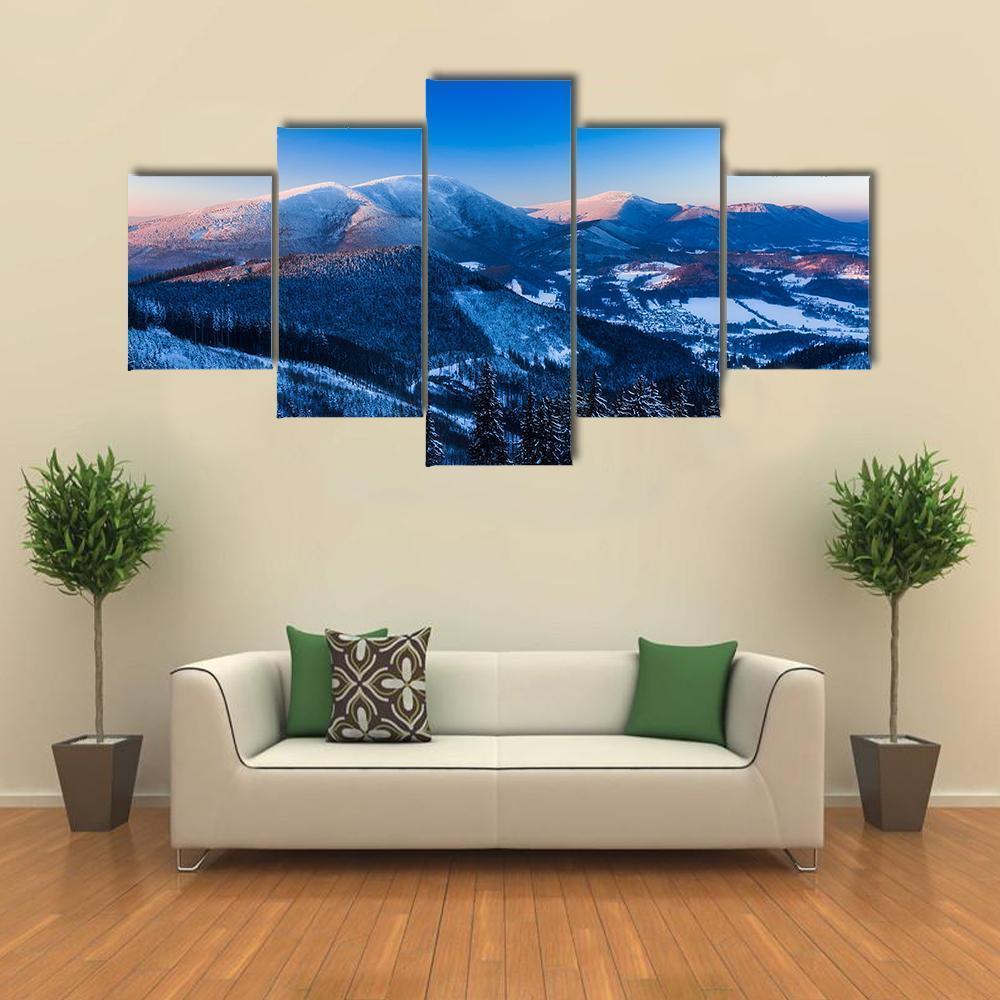 Landscape Of Beskydy Mountains Canvas Wall Art-5 Star-Gallery Wrap-62" x 32"-Tiaracle