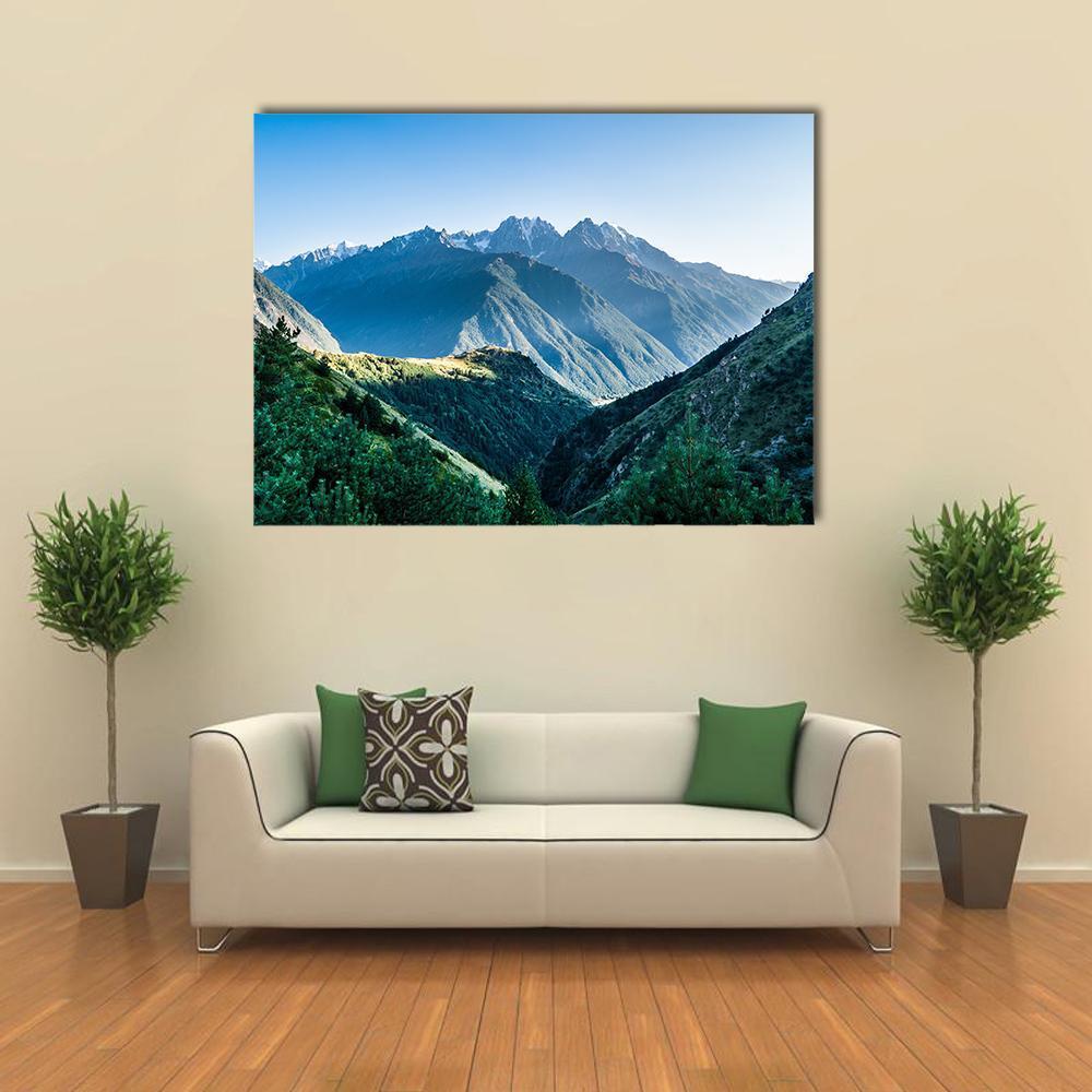 Landscape Of Caucasus Mountain Canvas Wall Art-1 Piece-Gallery Wrap-48" x 32"-Tiaracle