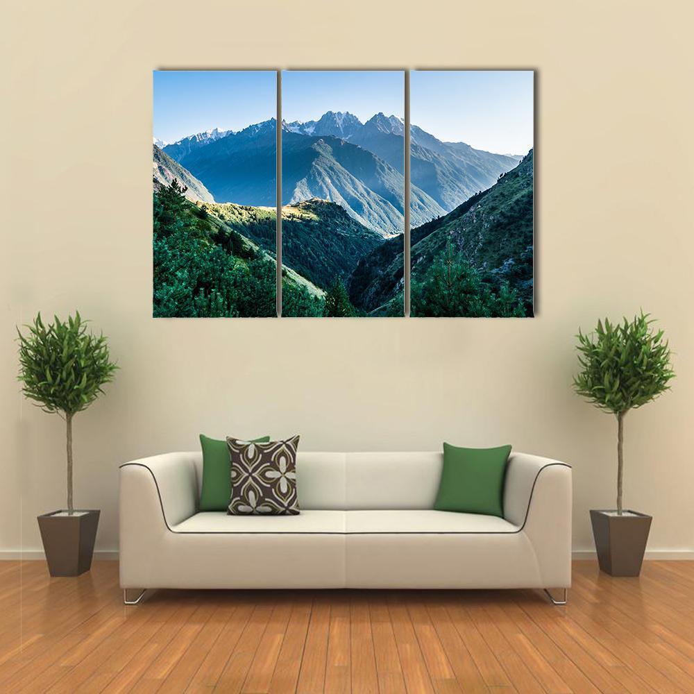 Landscape Of Caucasus Mountain Canvas Wall Art-3 Horizontal-Gallery Wrap-37" x 24"-Tiaracle