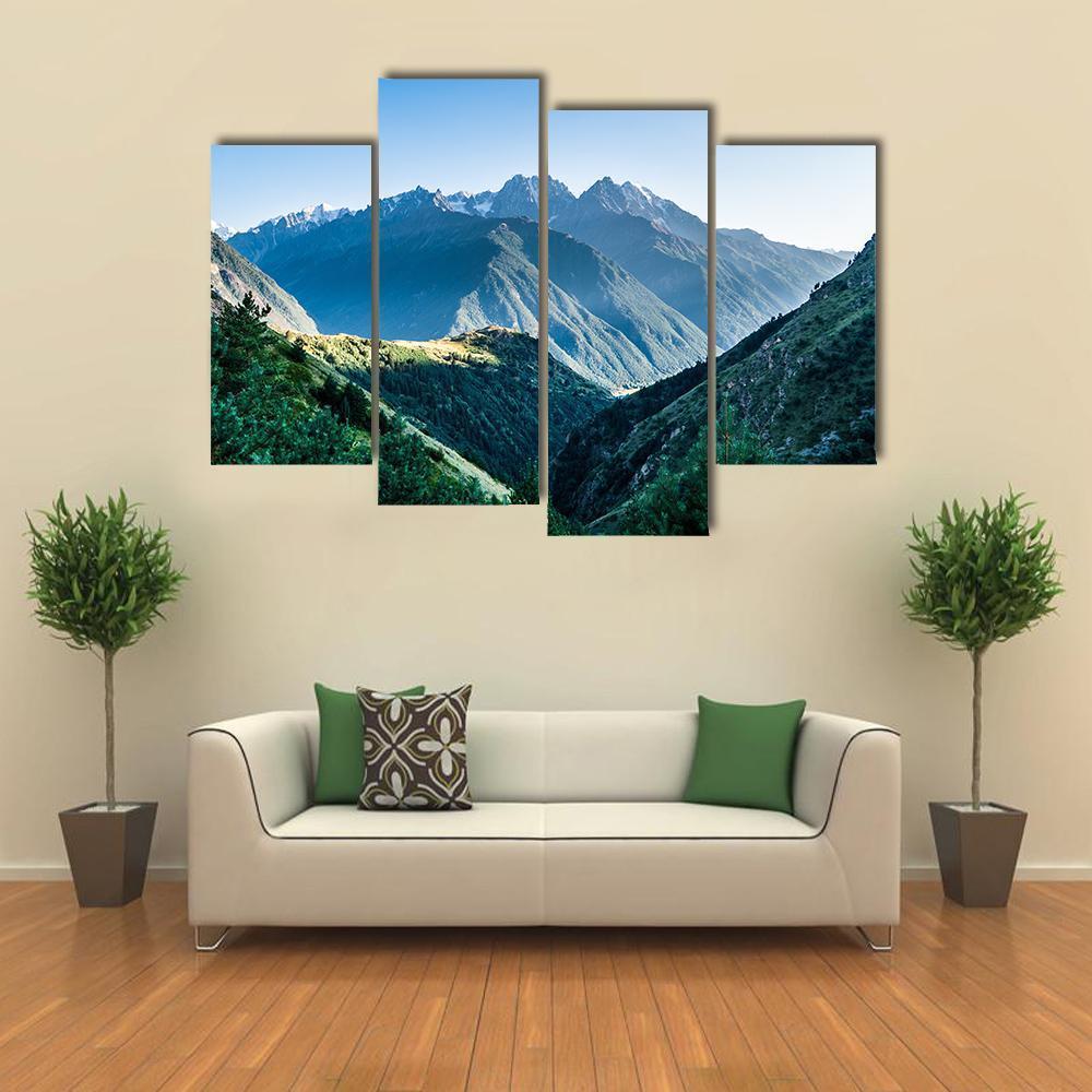 Landscape Of Caucasus Mountain Canvas Wall Art-4 Pop-Gallery Wrap-50" x 32"-Tiaracle