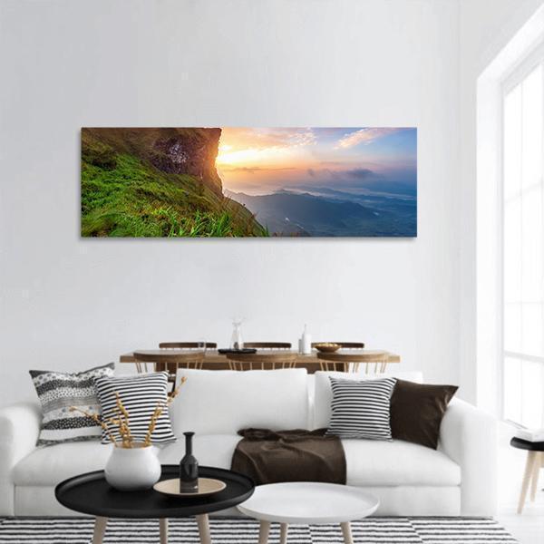 Phu Chi Fa At Sunrise Panoramic Canvas Wall Art-1 Piece-36" x 12"-Tiaracle