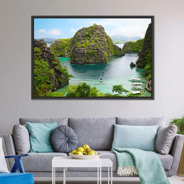 Landscape Of Coron Canvas Wall Art-3 Horizontal-Gallery Wrap-25" x 16"-Tiaracle