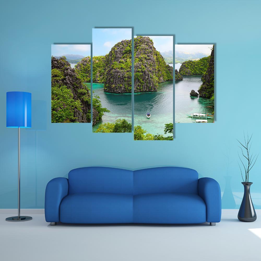 Landscape Of Coron Canvas Wall Art-4 Pop-Gallery Wrap-50" x 32"-Tiaracle