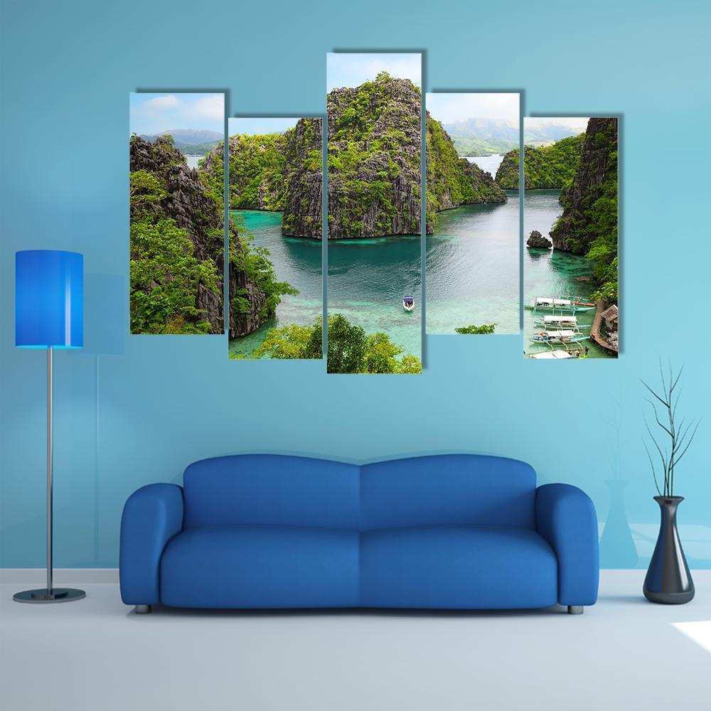 Landscape Of Coron Canvas Wall Art-5 Pop-Gallery Wrap-47" x 32"-Tiaracle