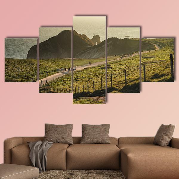 Landscape Of Durdle Door Canvas Wall Art-5 Star-Gallery Wrap-62" x 32"-Tiaracle