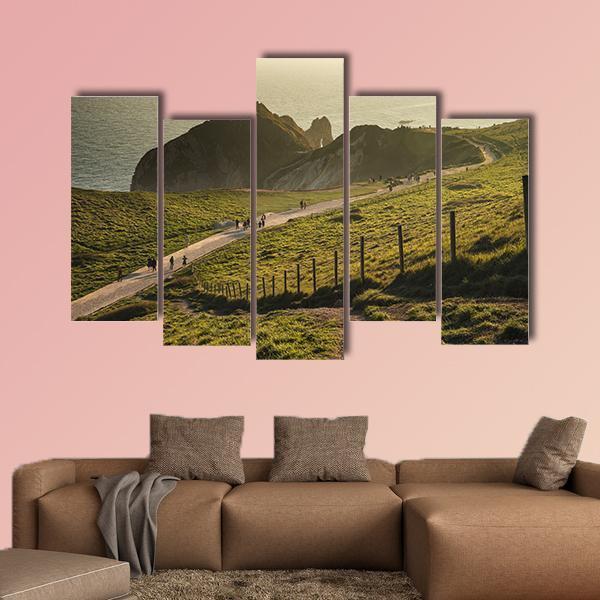 Landscape Of Durdle Door Canvas Wall Art-5 Pop-Gallery Wrap-47" x 32"-Tiaracle