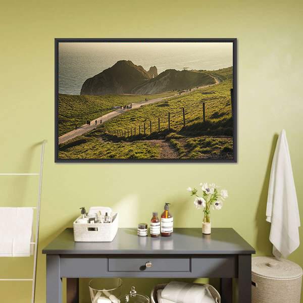 Landscape Of Durdle Door Canvas Wall Art-1 Piece-Floating Frame-24" x 16"-Tiaracle