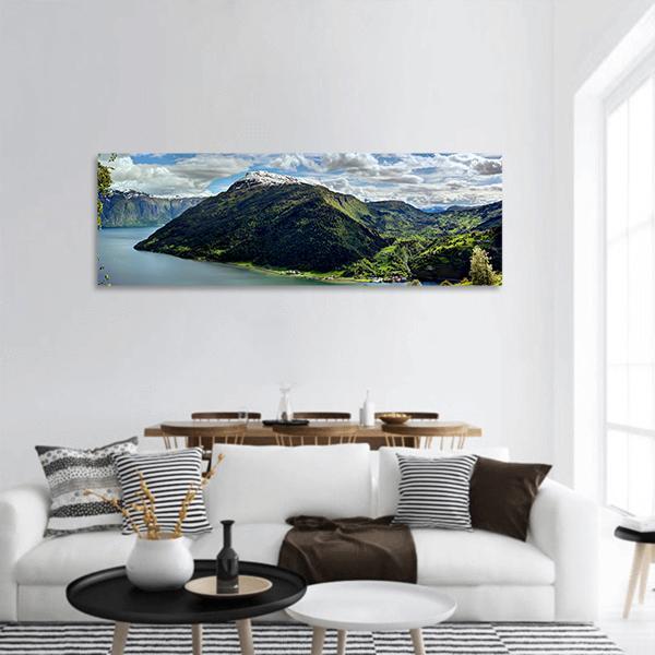 Landscape Of Fjord Norway Panoramic Canvas Wall Art-1 Piece-36" x 12"-Tiaracle