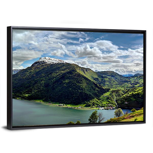 Landscape Of Fjord Norway Panoramic Canvas Wall Art-1 Piece-36" x 12"-Tiaracle