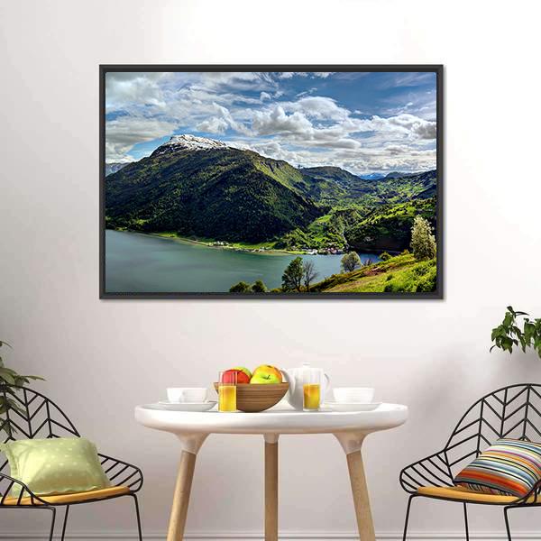 Landscape Of Fjord Norway Panoramic Canvas Wall Art-1 Piece-36" x 12"-Tiaracle