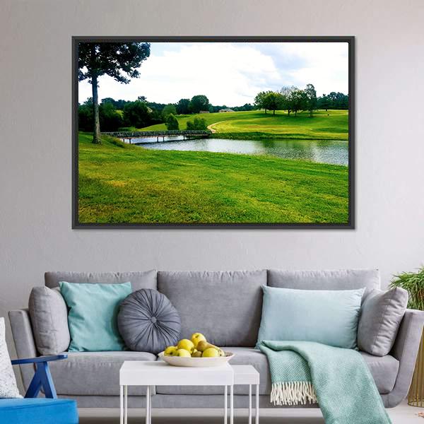 Landscape Of Golf Course Panoramic Canvas Wall Art-1 Piece-36&quot; x 12&quot;-Tiaracle