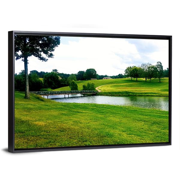Landscape Of Golf Course Panoramic Canvas Wall Art-1 Piece-36&quot; x 12&quot;-Tiaracle