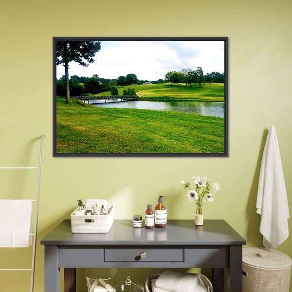 Landscape Of Golf Course Panoramic Canvas Wall Art-1 Piece-36&quot; x 12&quot;-Tiaracle