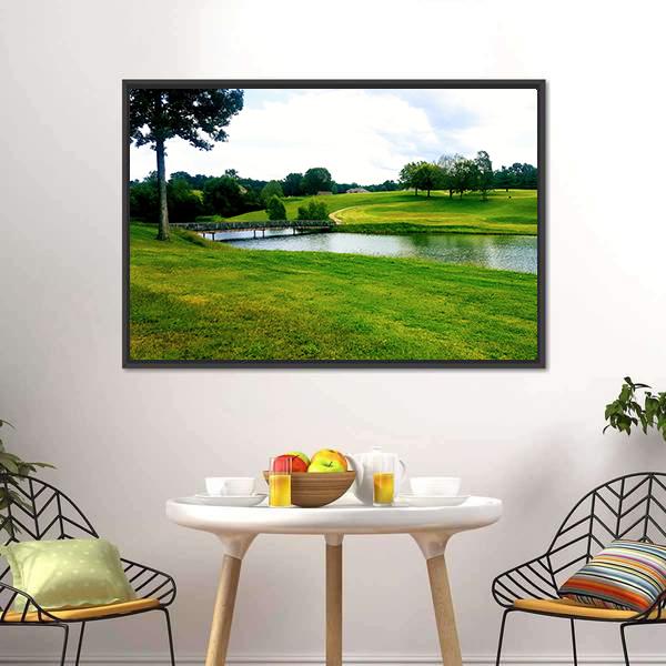 Landscape Of Golf Course Panoramic Canvas Wall Art-1 Piece-36&quot; x 12&quot;-Tiaracle