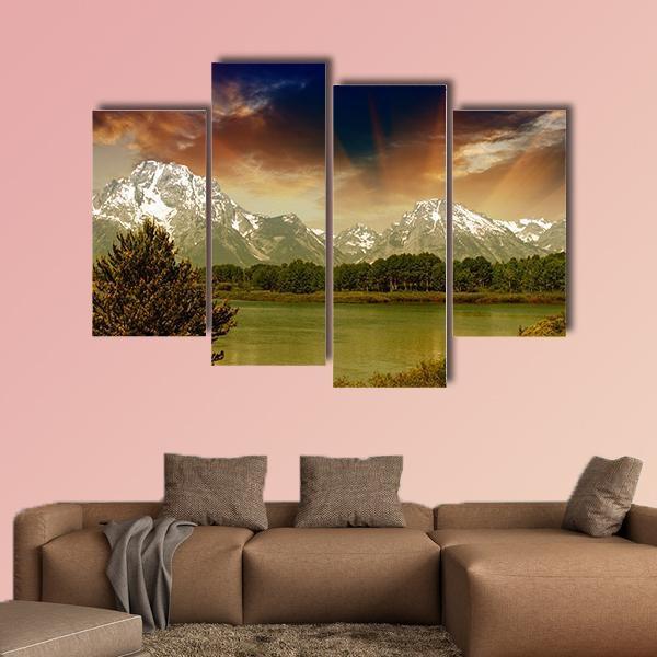 Grand Teton National Park Canvas Wall Art-4 Pop-Gallery Wrap-50&quot; x 32&quot;-Tiaracle