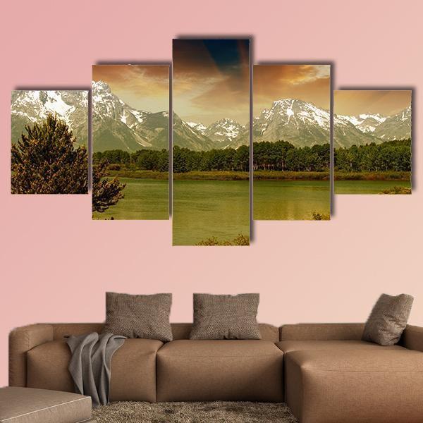 Grand Teton National Park Canvas Wall Art-5 Star-Gallery Wrap-62&quot; x 32&quot;-Tiaracle