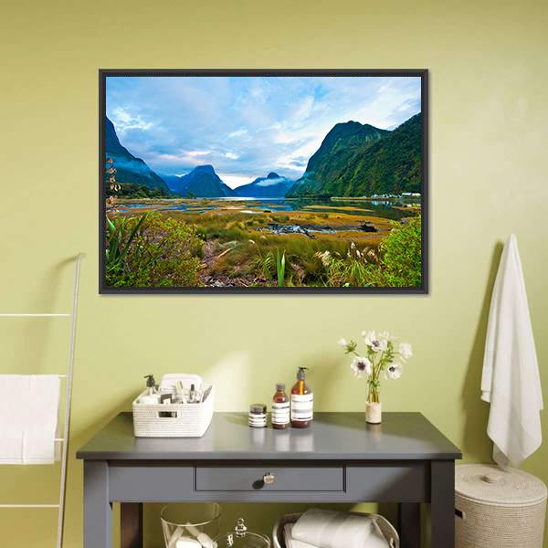Landscape Of High Mountain Canvas Wall Art-1 Piece-Floating Frame-24" x 16"-Tiaracle