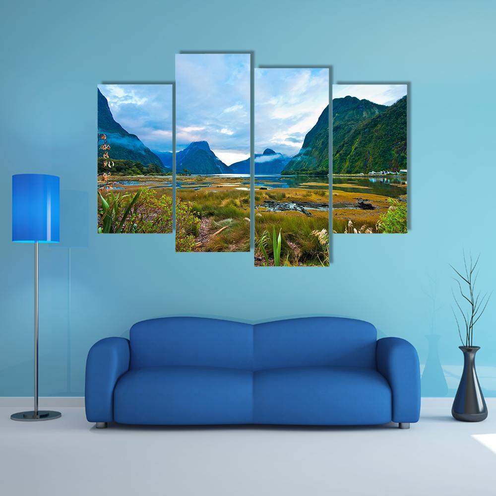 Landscape Of High Mountain Canvas Wall Art-4 Pop-Gallery Wrap-50" x 32"-Tiaracle