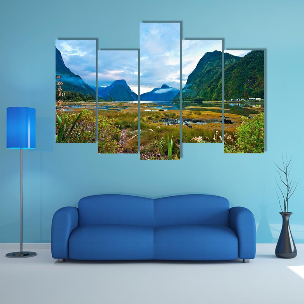 Landscape Of High Mountain Canvas Wall Art-5 Pop-Gallery Wrap-47" x 32"-Tiaracle