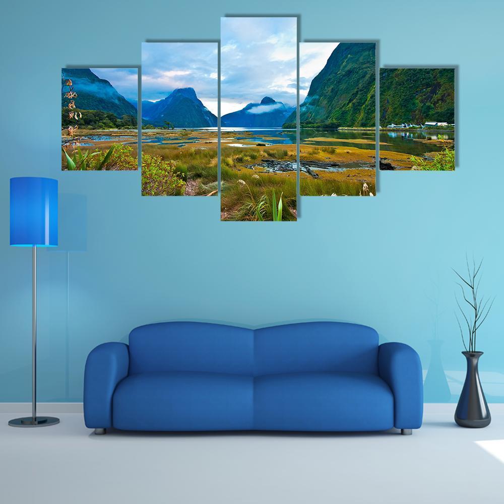 Landscape Of High Mountain Canvas Wall Art-5 Star-Gallery Wrap-62" x 32"-Tiaracle