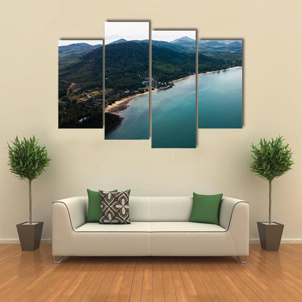 Koh Yao Noi Aerial View Canvas Wall Art-4 Pop-Gallery Wrap-50" x 32"-Tiaracle