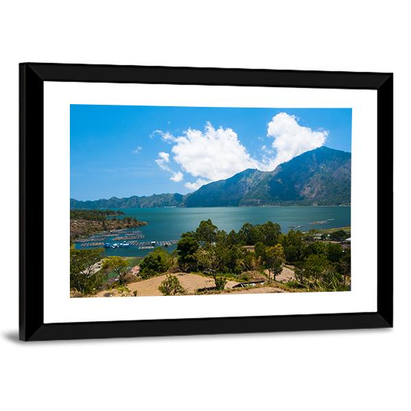 Landscape Of Lake Batur Canvas Wall Art-3 Horizontal-Gallery Wrap-25" x 16"-Tiaracle