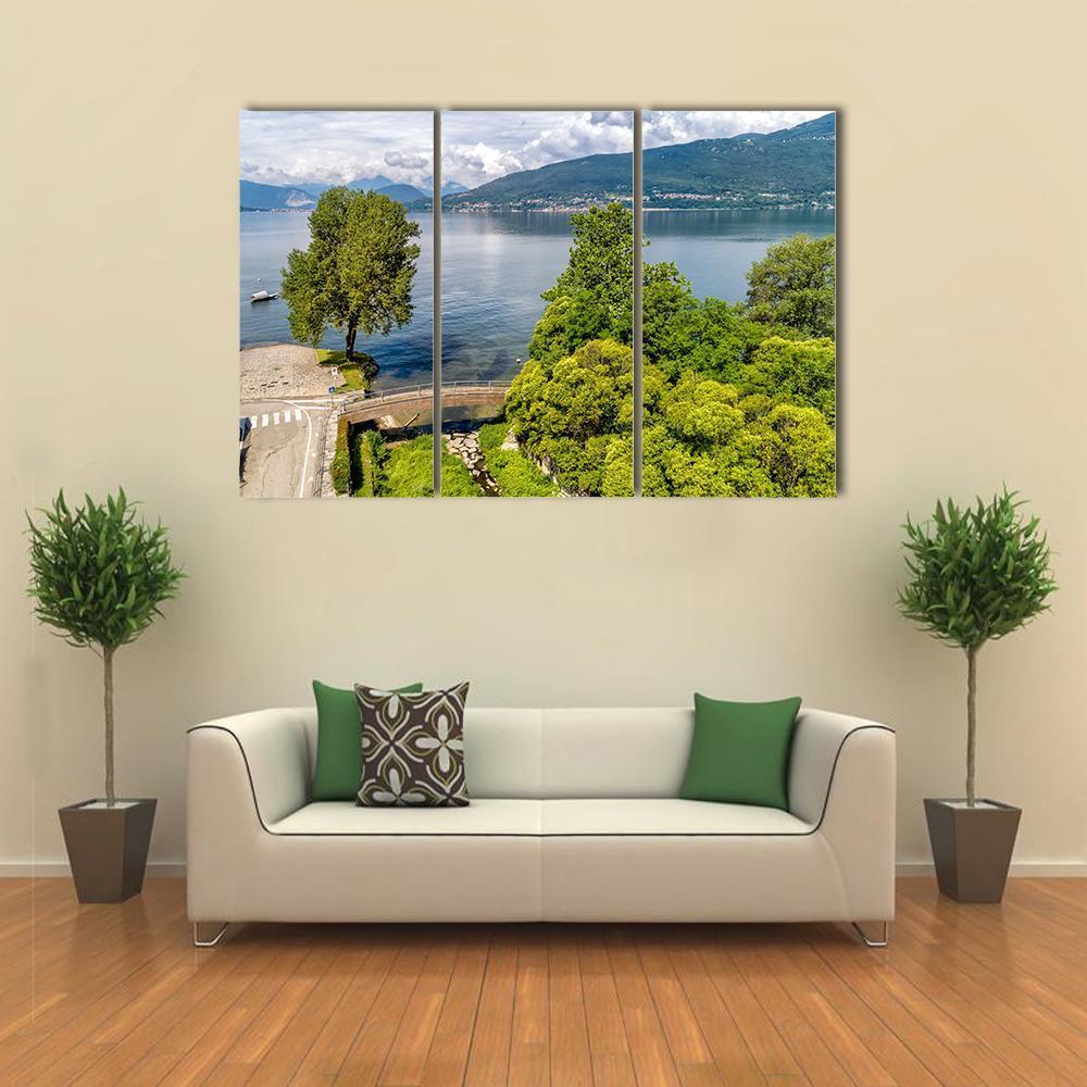 Lake Maggiore In Summer Canvas Wall Art-3 Horizontal-Gallery Wrap-37" x 24"-Tiaracle