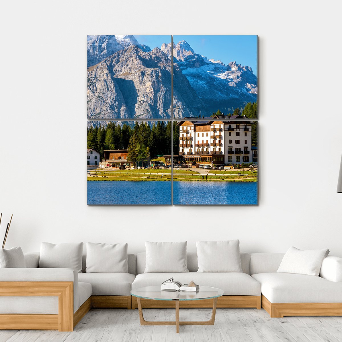 Landscape Of Lake Misurina Canvas Wall Art-4 Square-Gallery Wrap-17" x 17"-Tiaracle