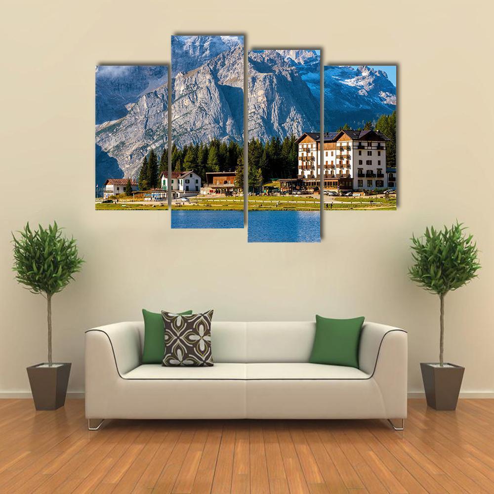 Landscape Of Lake Misurina Canvas Wall Art-4 Pop-Gallery Wrap-50" x 32"-Tiaracle