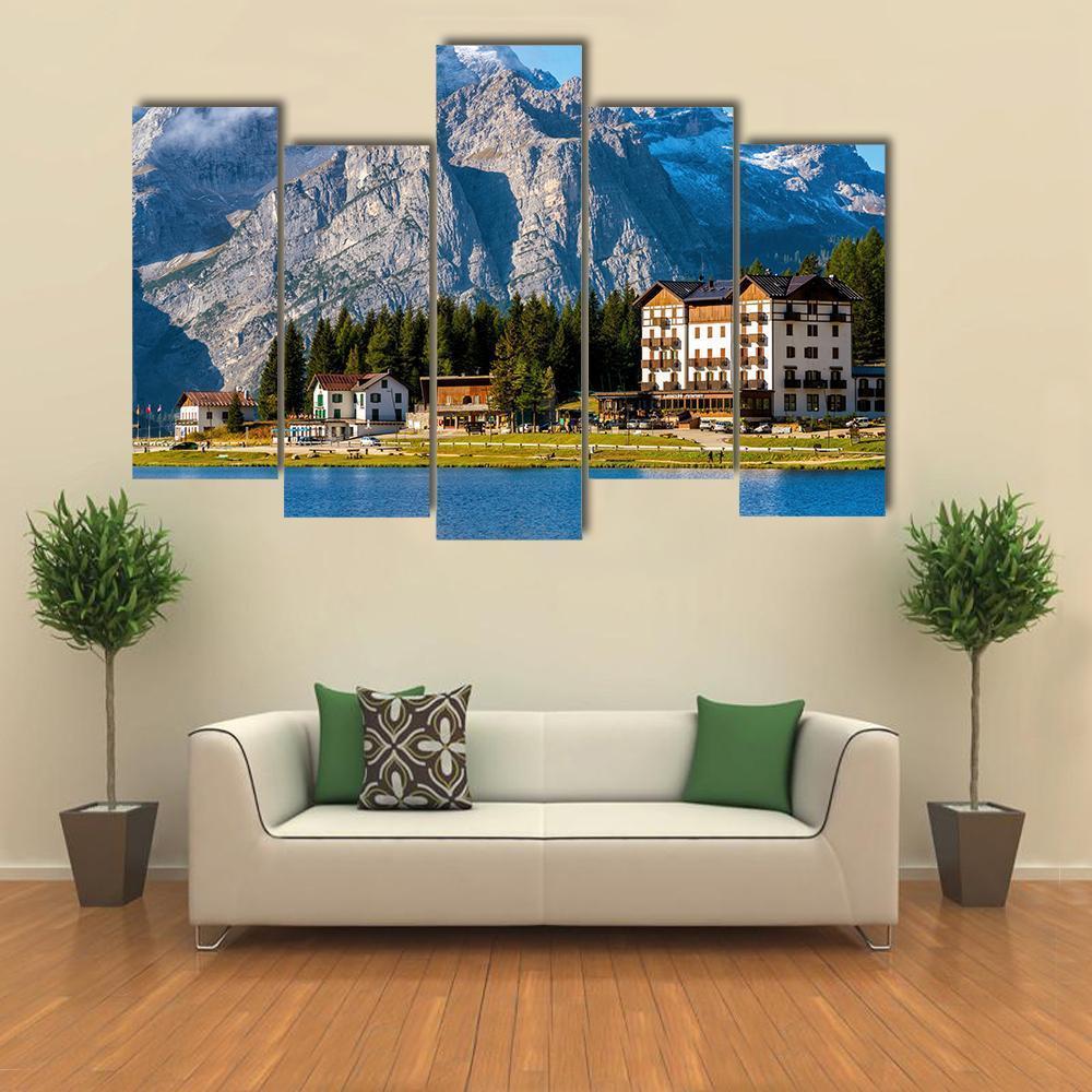 Landscape Of Lake Misurina Canvas Wall Art-5 Pop-Gallery Wrap-47" x 32"-Tiaracle
