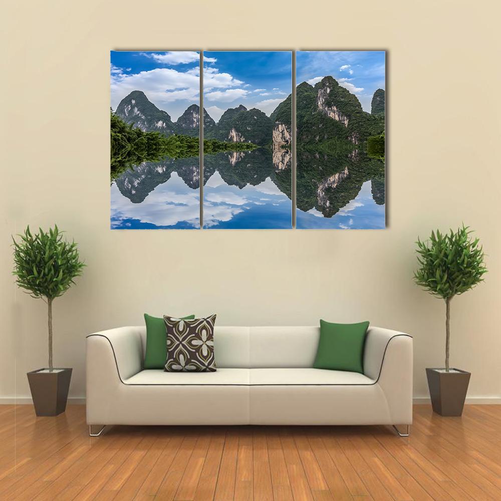 Li River In Guilin Canvas Wall Art-5 Pop-Gallery Wrap-47" x 32"-Tiaracle