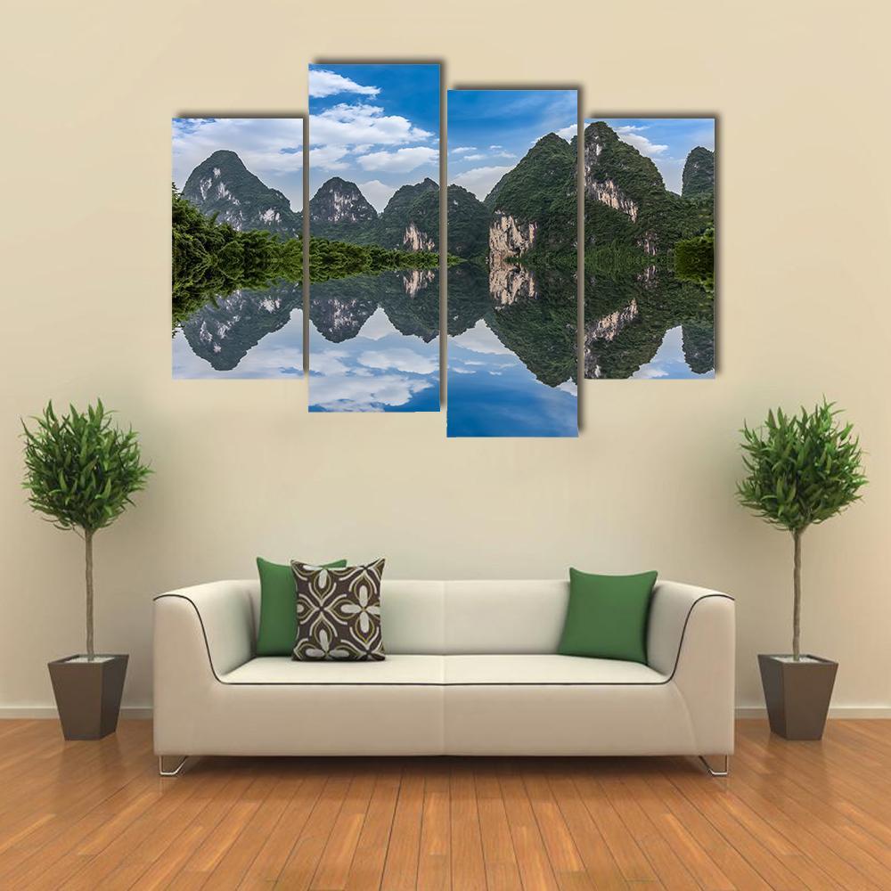 Li River In Guilin Canvas Wall Art-4 Pop-Gallery Wrap-50" x 32"-Tiaracle