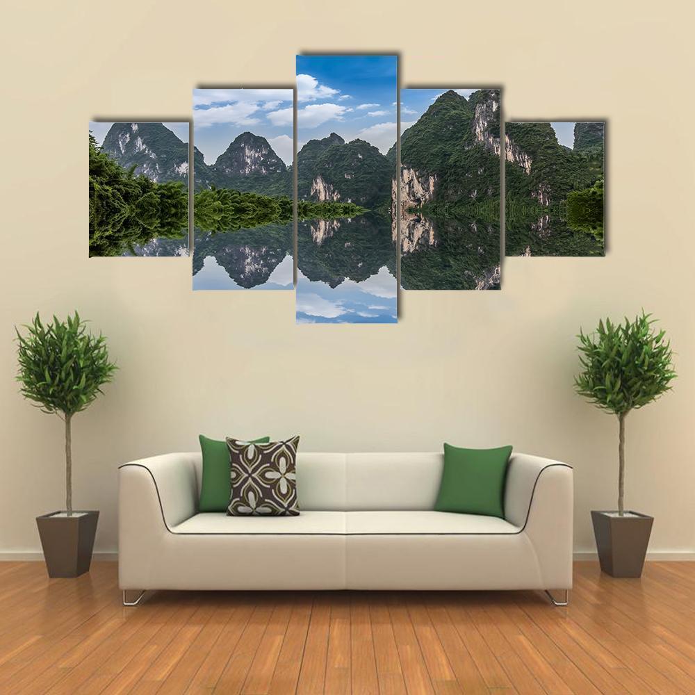 Li River In Guilin Canvas Wall Art-5 Star-Gallery Wrap-62" x 32"-Tiaracle
