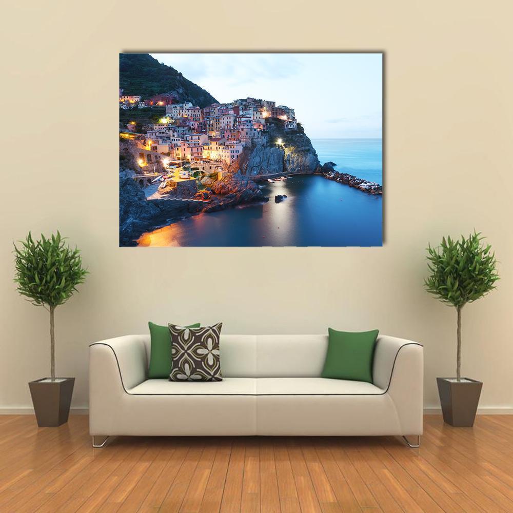 Manarola City Canvas Wall Art-1 Piece-Gallery Wrap-48" x 32"-Tiaracle