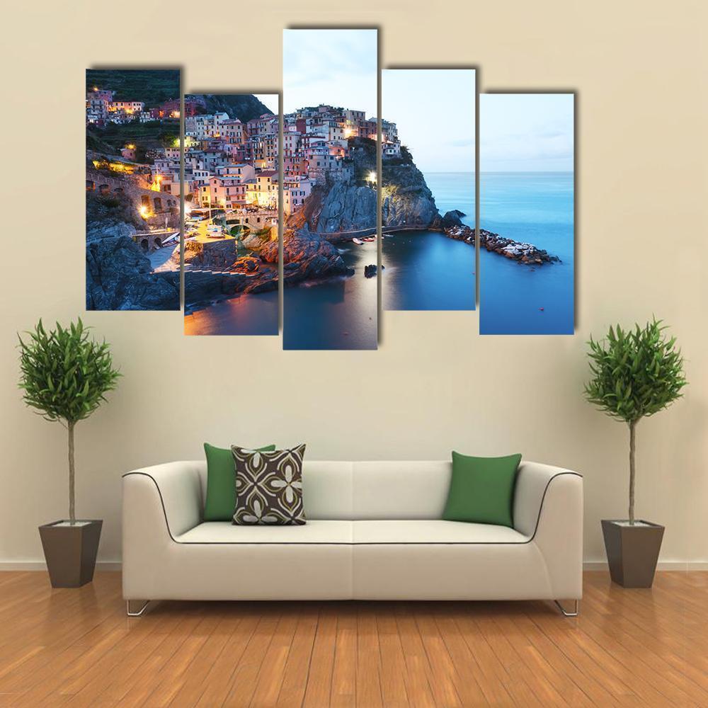 Manarola City Canvas Wall Art-5 Pop-Gallery Wrap-47" x 32"-Tiaracle