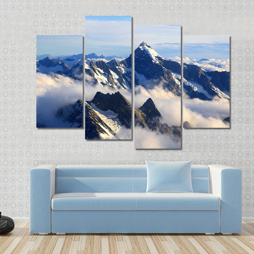 Mount Cook Peak Canvas Wall Art-4 Pop-Gallery Wrap-50" x 32"-Tiaracle
