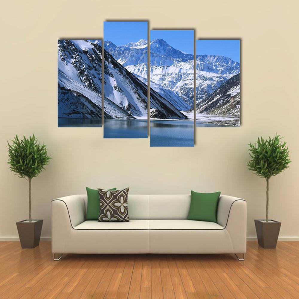 Landscape Of Snow Mountain Canvas Wall Art-4 Pop-Gallery Wrap-50" x 32"-Tiaracle