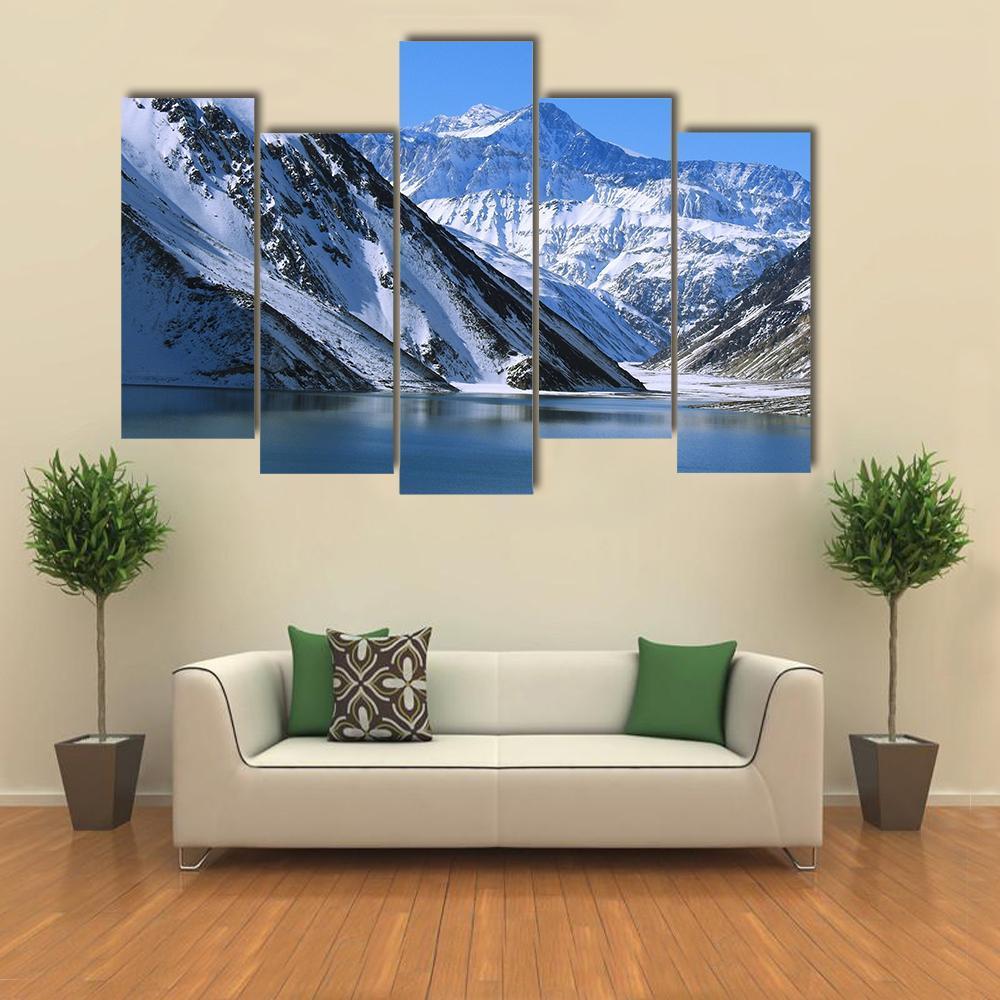 Landscape Of Snow Mountain Canvas Wall Art-5 Pop-Gallery Wrap-47" x 32"-Tiaracle