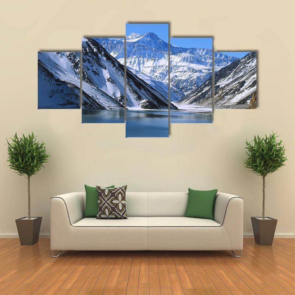 Landscape Of Snow Mountain Canvas Wall Art-5 Star-Gallery Wrap-62" x 32"-Tiaracle