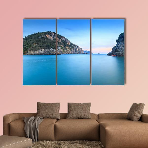 Corfu Island Canvas Wall Art-3 Horizontal-Gallery Wrap-37" x 24"-Tiaracle