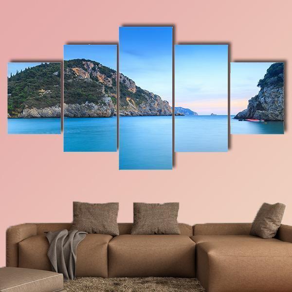 Corfu Island Canvas Wall Art-5 Star-Gallery Wrap-62" x 32"-Tiaracle