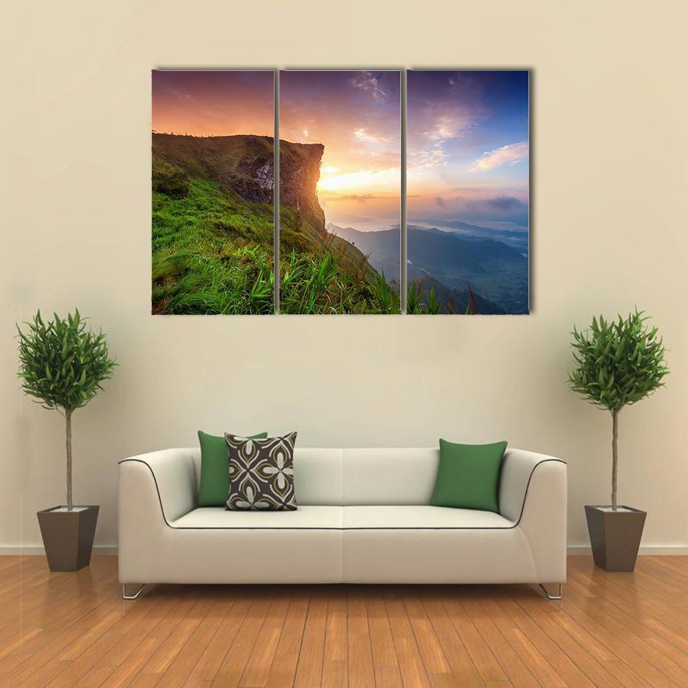 Phu Chi Fa At Sunrise Canvas Wall Art-3 Horizontal-Gallery Wrap-37" x 24"-Tiaracle