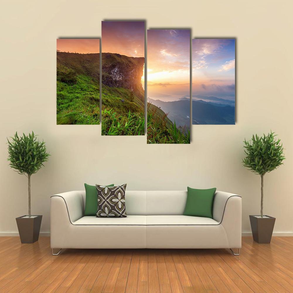 Phu Chi Fa At Sunrise Canvas Wall Art-4 Pop-Gallery Wrap-50" x 32"-Tiaracle
