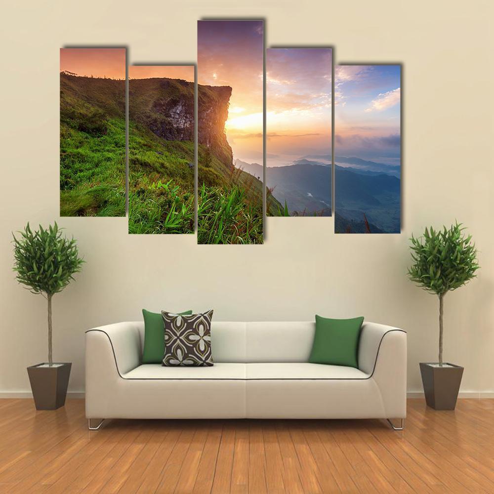 Phu Chi Fa At Sunrise Canvas Wall Art-5 Pop-Gallery Wrap-47" x 32"-Tiaracle