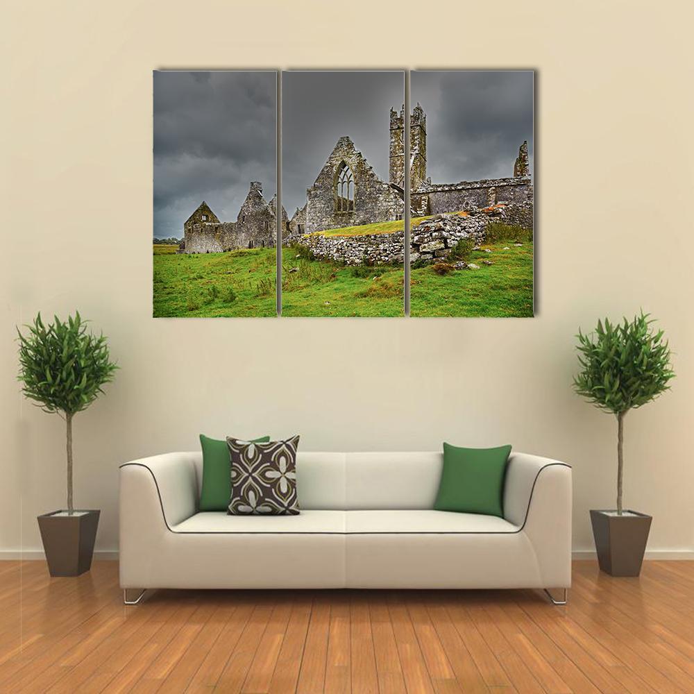 Ross Friary In Summer Canvas Wall Art-3 Horizontal-Gallery Wrap-37" x 24"-Tiaracle