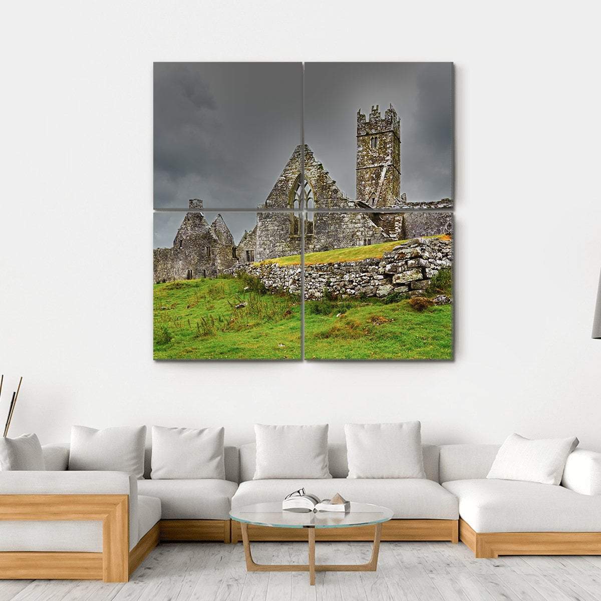 Ross Friary In Summer Canvas Wall Art-4 Square-Gallery Wrap-17" x 17"-Tiaracle
