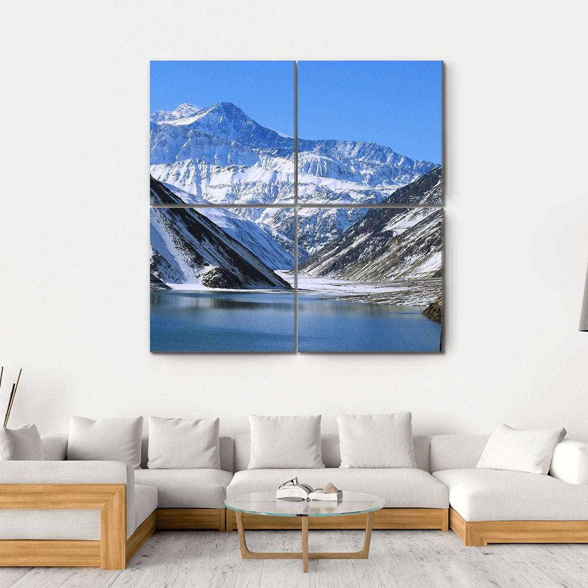Landscape Of Snow Mountain Canvas Wall Art-4 Square-Gallery Wrap-17" x 17"-Tiaracle